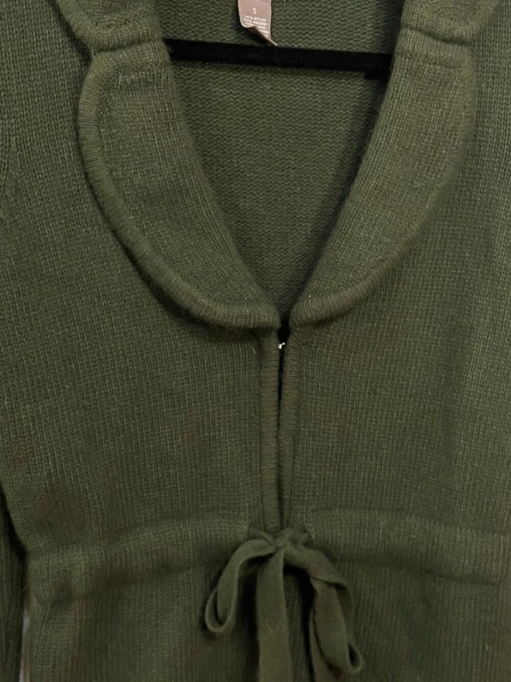 Vintage Angora Blend Cardigan Olive Green Kenar Small EUC - Picture 3 of 6